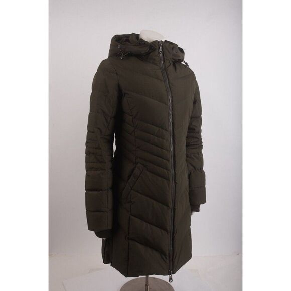 Pajar Canada Womens Quilted Down Puffer Coat Green S Small Hooded Mid length - Picture 2 of 6
